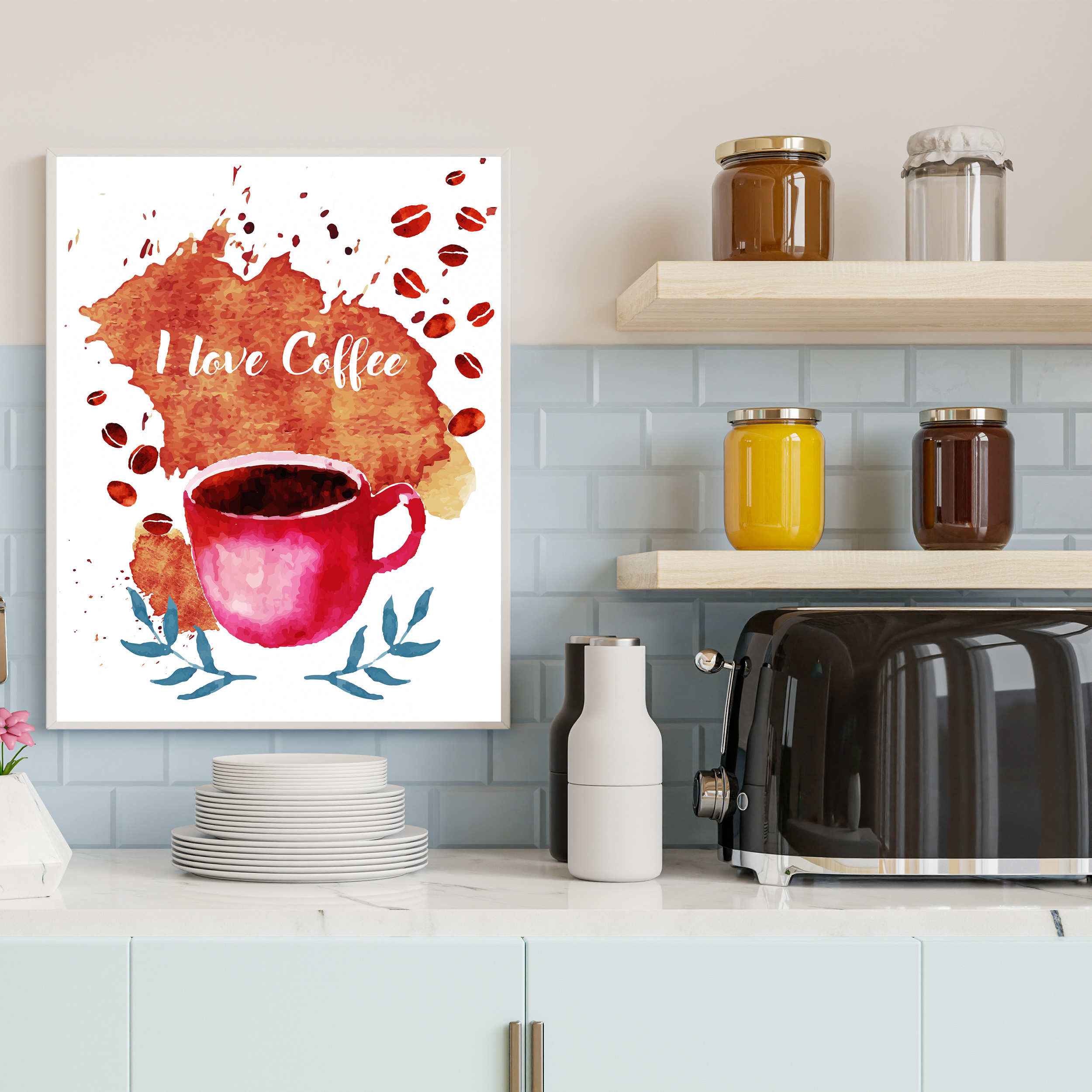 تابلو مدل دکوراتیو طرح i love coffee کد 0570