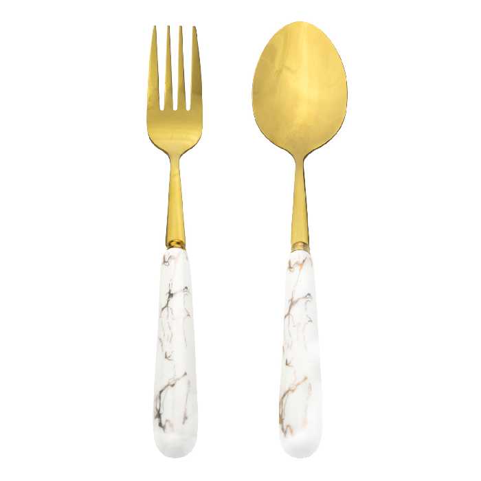 ست قاشق و چنگال 12 پارچه مدل دسته سرامیکی