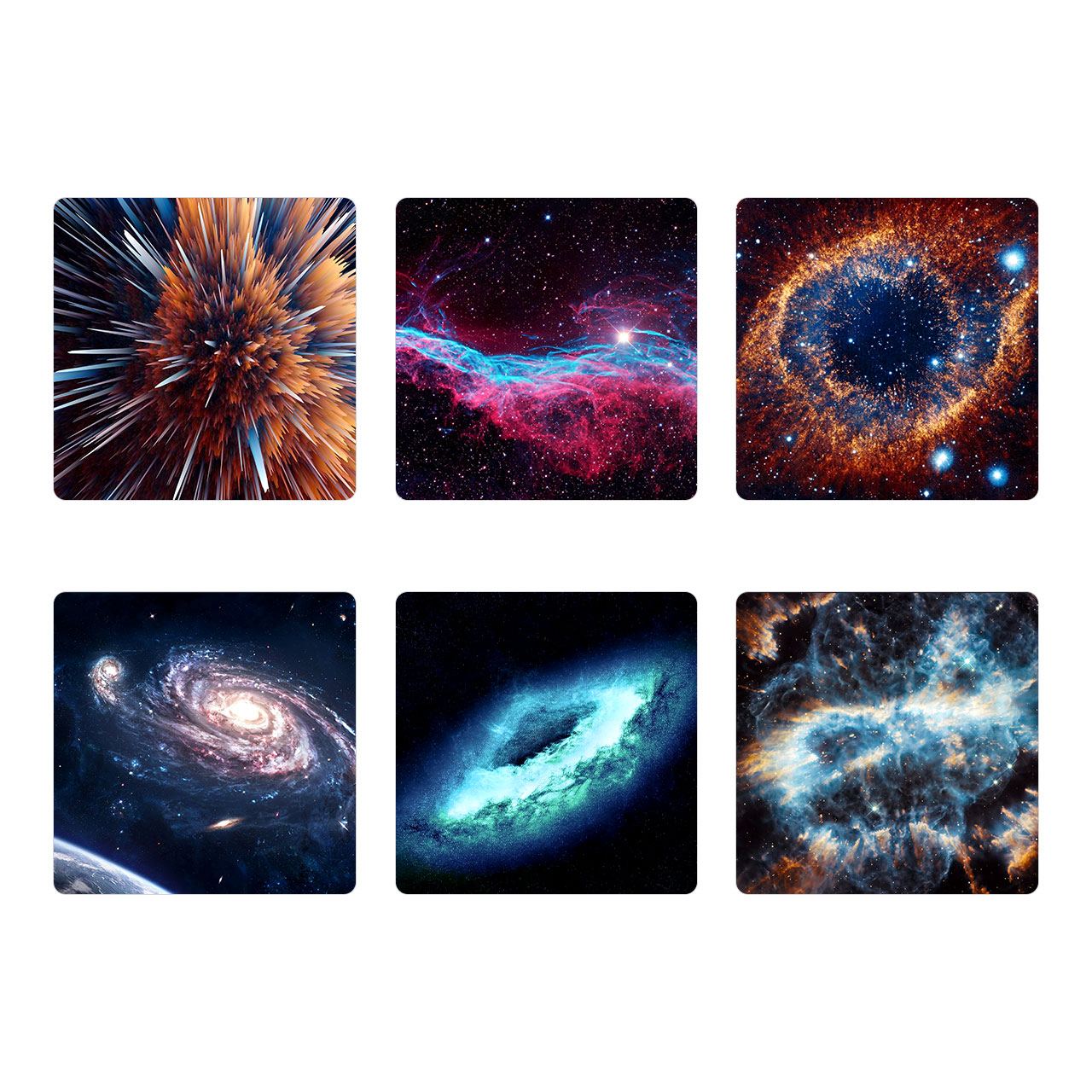 زیر لیوانی طرح گلکسی مدل set6 مجموعه 6 عددی