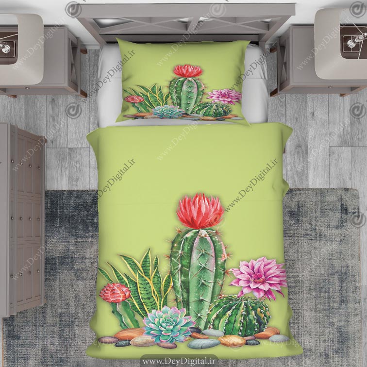 روتختی یکنفره طرح گل و کاکتوس PK-2823a