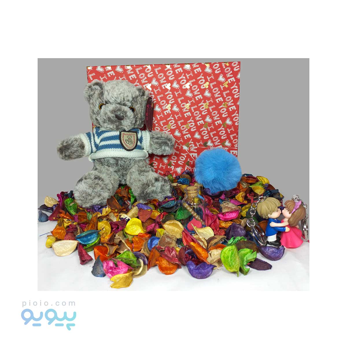 پک کادو ولنتاین عروسک خرس لباس راه راه