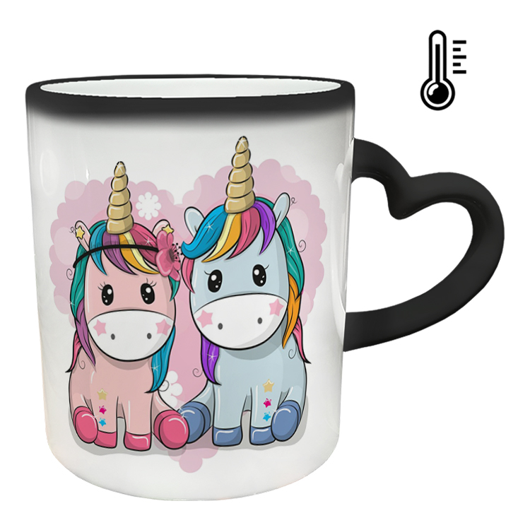 ماگ حرارتی مدل دسته قلبی طرح یونیکورن کد 46