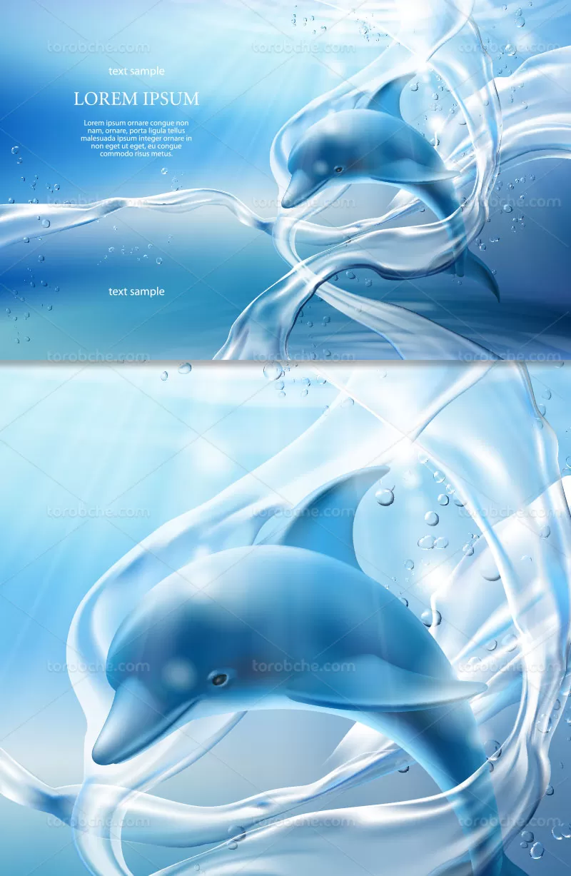 وکتور دلفین آبی انتزاعی | گرافیک با طعم تربچه