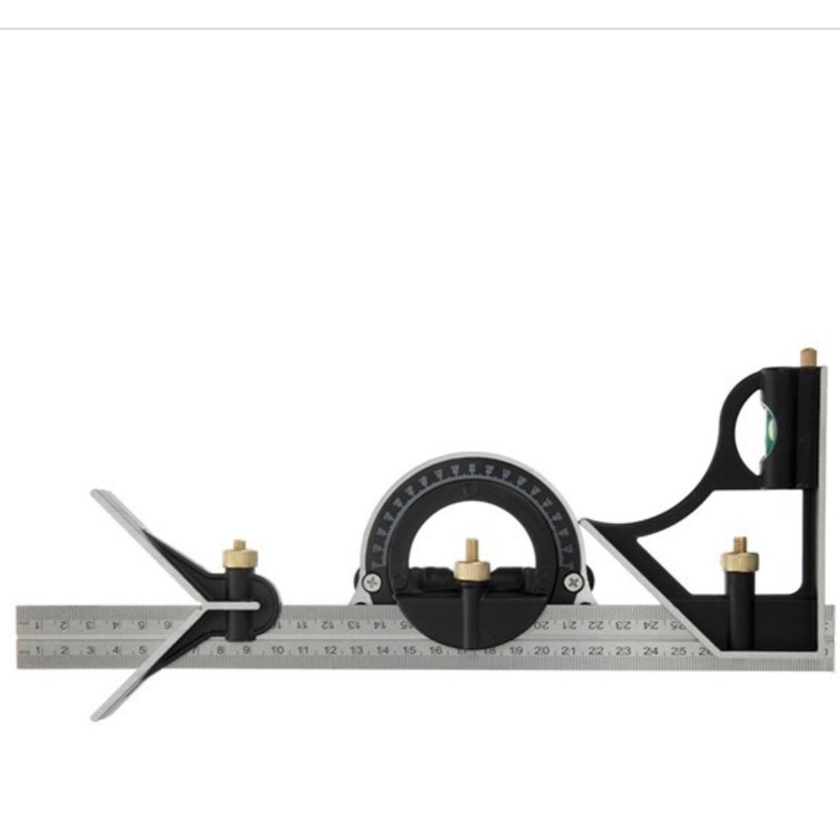 گونیا متغیر چند کاره خط کش استیل ضخیم، نقاله، مرکز یاب، گونیا 45 و 90 درجه و سمبه خط زن و تراز 