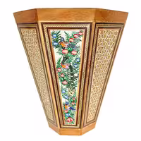 سطل خاتم کاری مدل نقاشی طرح گل و مرغ برجسته کد gr