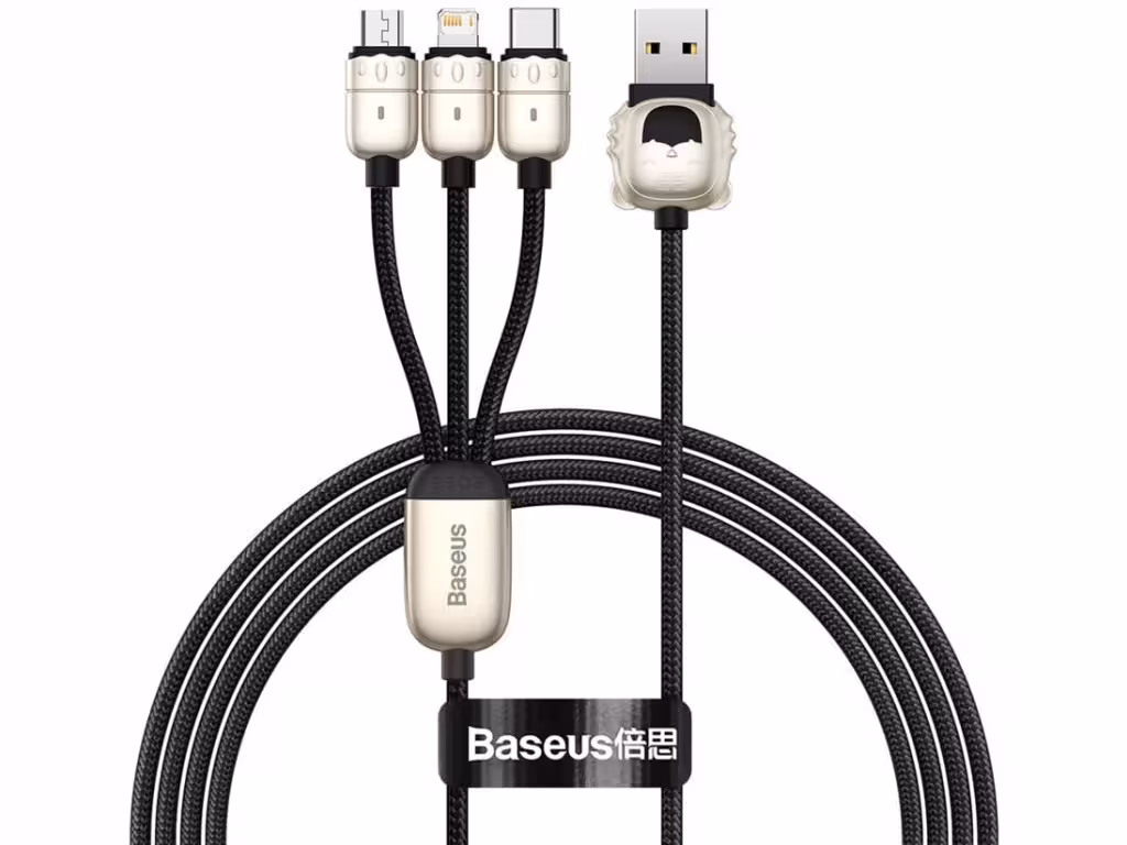 کابل سه سر یواس‌بی به لایتنینگ، میکرو و تایپ‌سی بیسوس BASEUS Year of the Tiger 3in1 USB para M L C 3.5A 1.2m CASX010001
