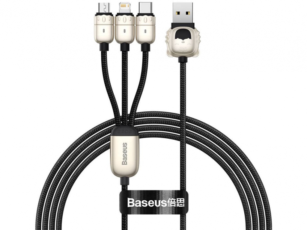کابل سه سر یواسبی به لایتنینگ، میکرو و تایپسی بیسوس BASEUS Year of the Tiger 3in1 USB para M L C 3.5A 1.2m CASX010001