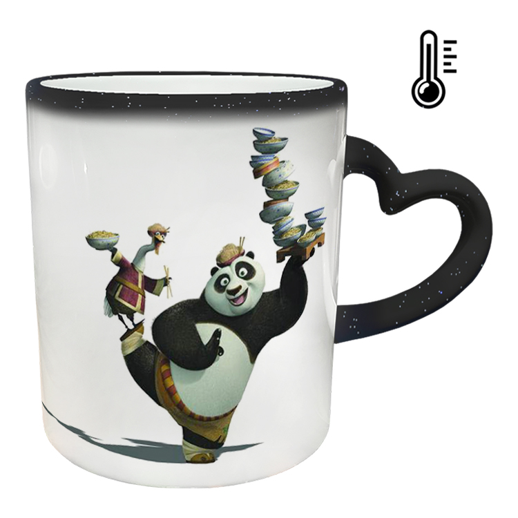 ماگ حرارتی مدل دسته قلبی اکلیلی طرح پاندا کنگ فو کار کد 61