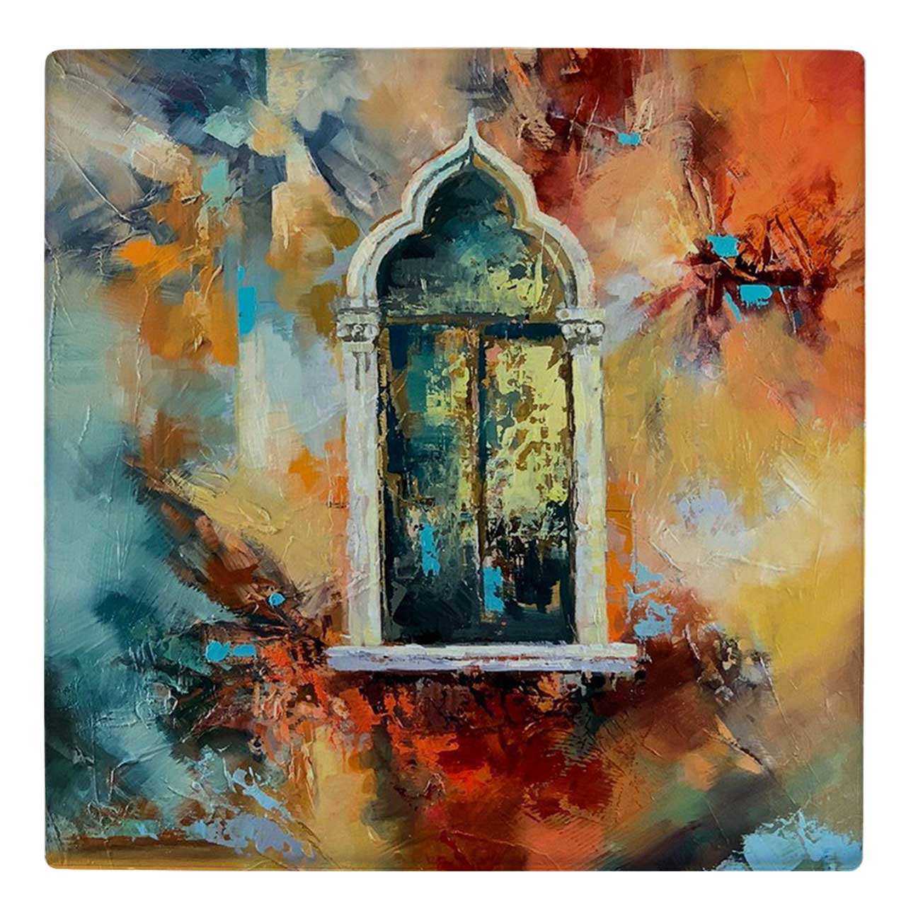  کاشی کارنیلا طرح نقاشی پنجره رنگارنگ کد wk4933