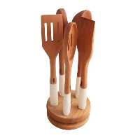 ست کفگیر ملاقه چوبی ریور وانیلی 8491