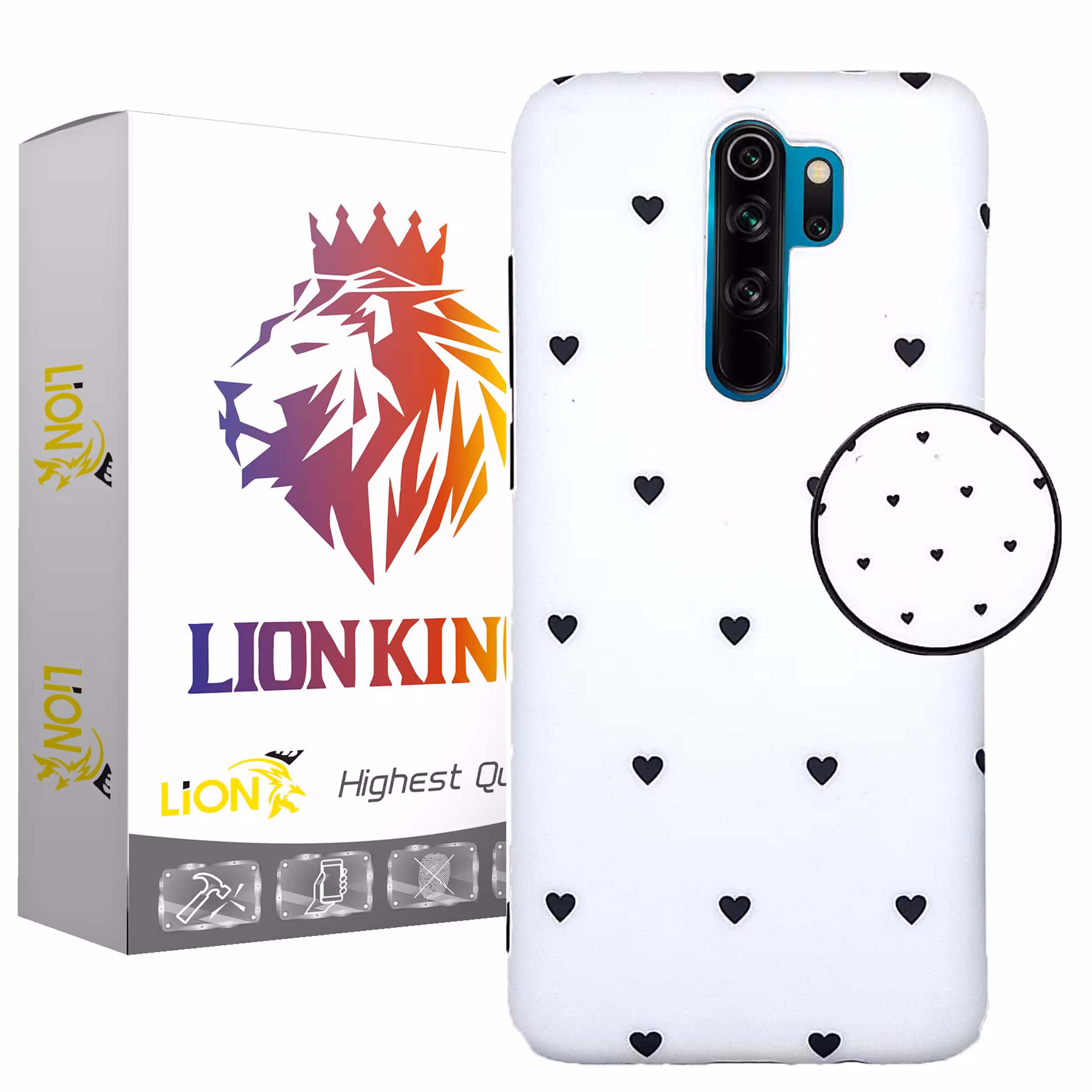 کاور لاین کینگ مدل IMD GHALBI مناسب برای گوشی موبایل شیائومی Redmi Note 8 Pro به همراه پایه نگهدارنده