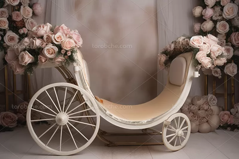 بک دراپ عکاسی نوزاد با گل سفید | گرافیک با طعم تربچه