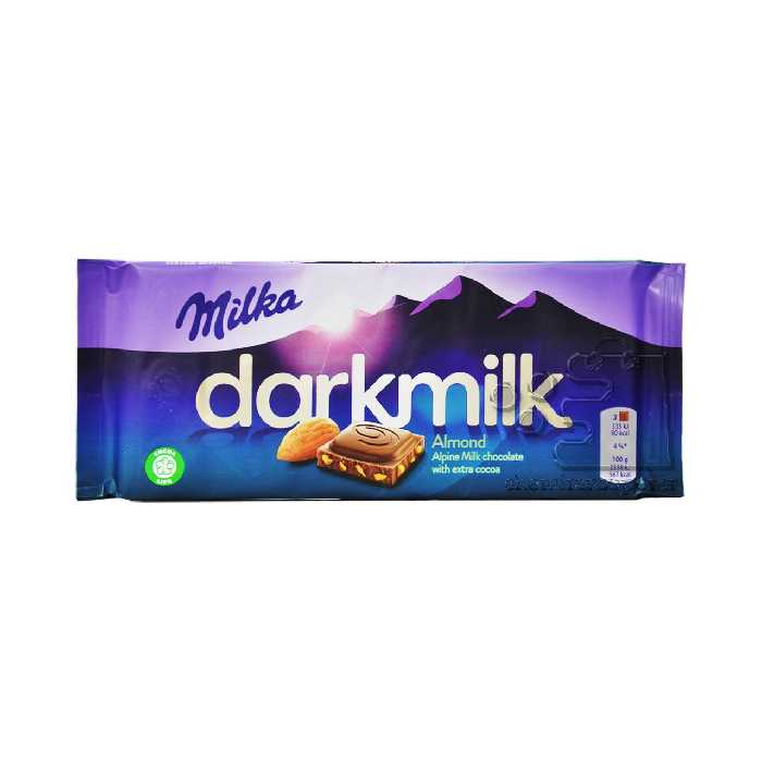 شکلات شیری دارک با بادام 85 گرم میلکا - milka