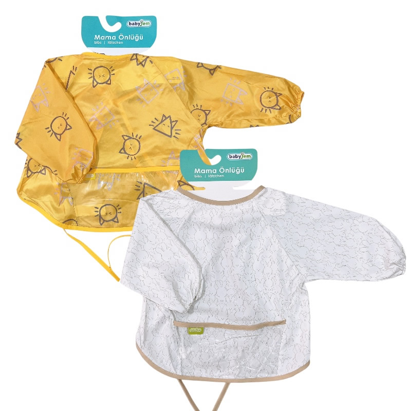 پیشبند آستین دار مشمایی کاسه دار کودک کد BJ1 بیبی جم Baby Jem