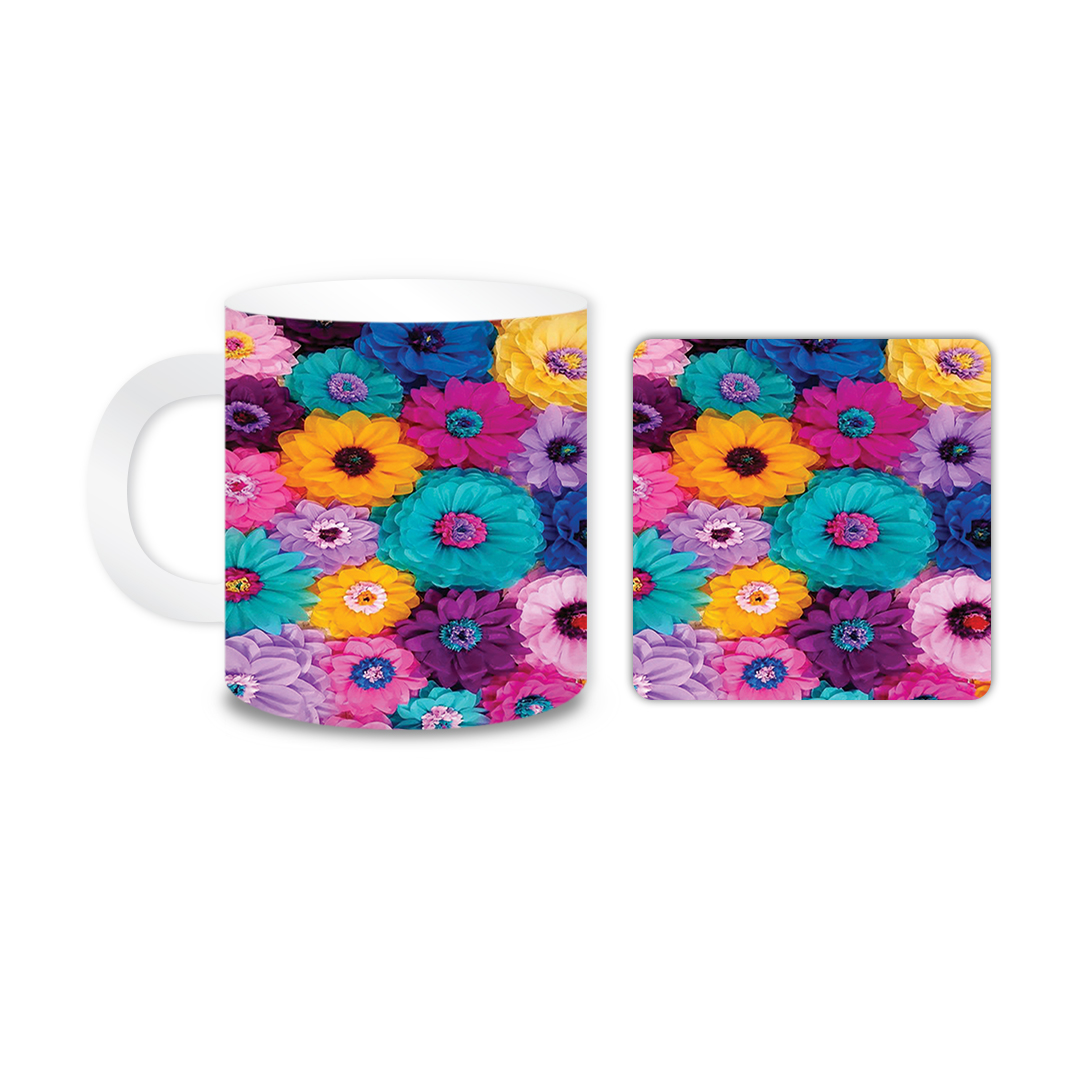 ماگ مدل گل کد 1271 به همراه زیر لیوانی