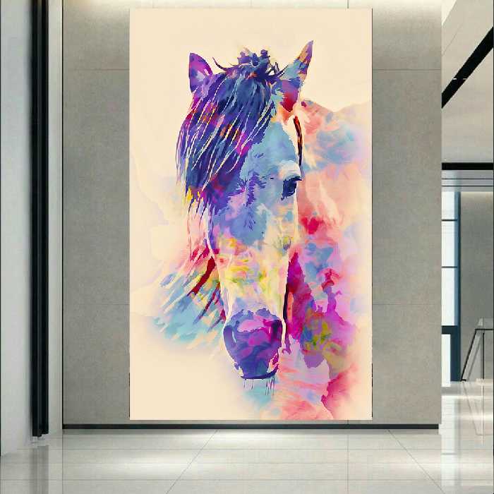 تابلو بوم طرح اسب مدل آبرنگ کد AR2479