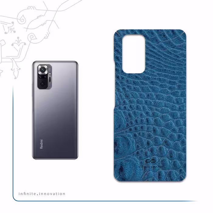 برچسب پوششی ماهوت مدل Blue-Crocodile-Leather مناسب برای گوشی موبایل شیائومی Redmi Note 10 Pro