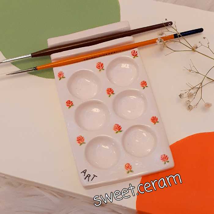 پالت  رنگ (پالت نقاشی) جنس سرامیک دستساز قابل شستشو  بسیار سبک