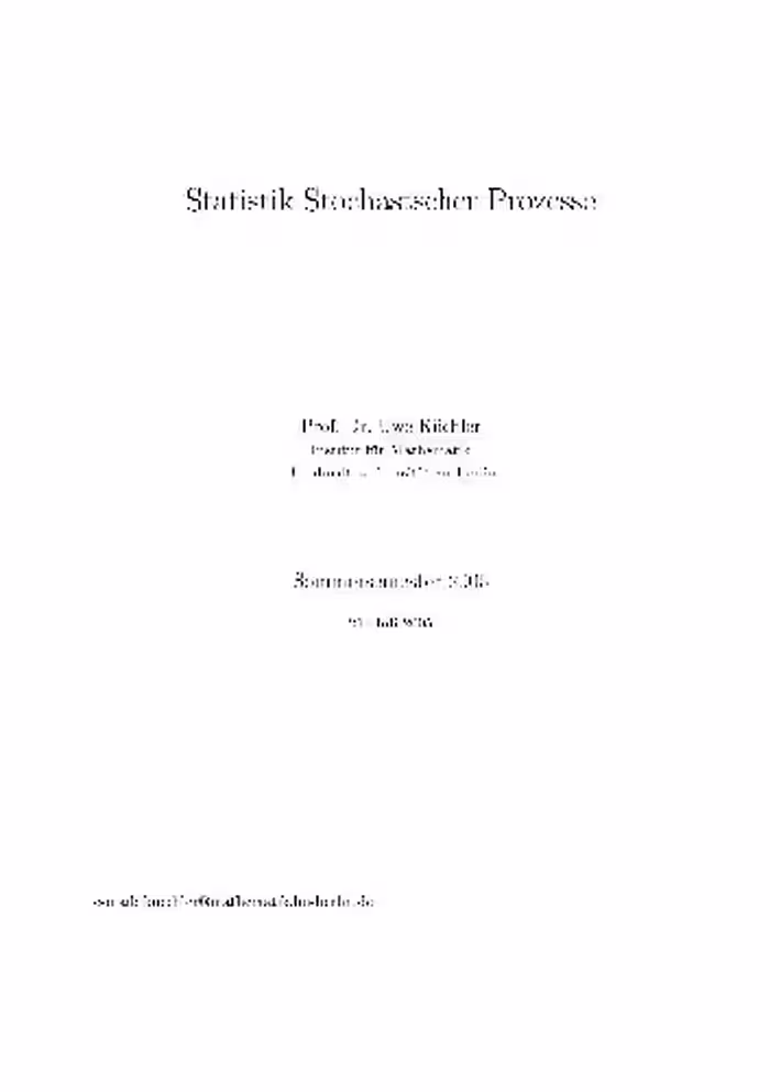 خرید و دانلود نسخه کامل کتاب Statistik stochastischer Prozesse 001