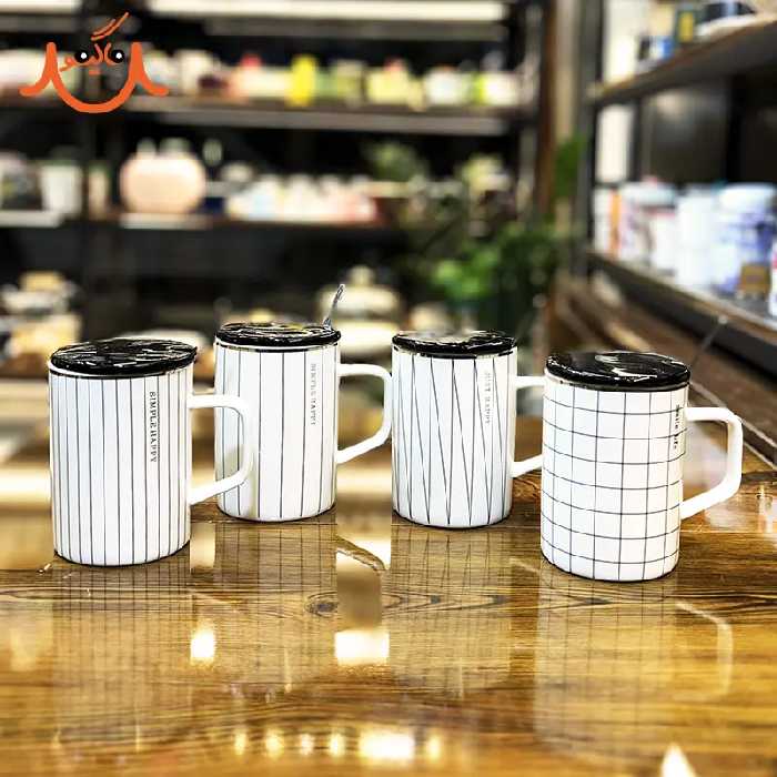 ماگ سرامیکی درب دار طرح دار