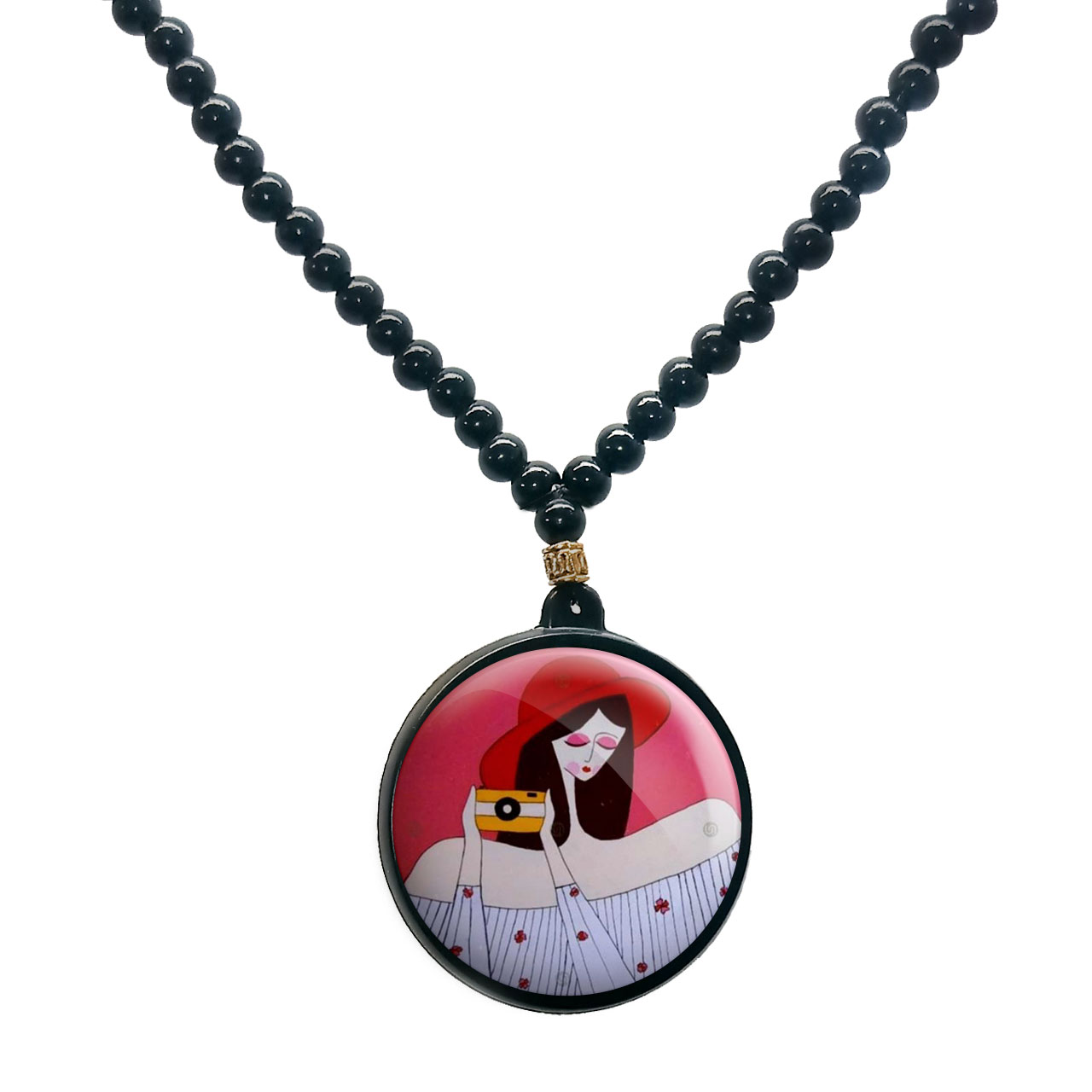 گردنبند پرمانه طرح عکاس کد pmd.1349 مدل دو طرفه