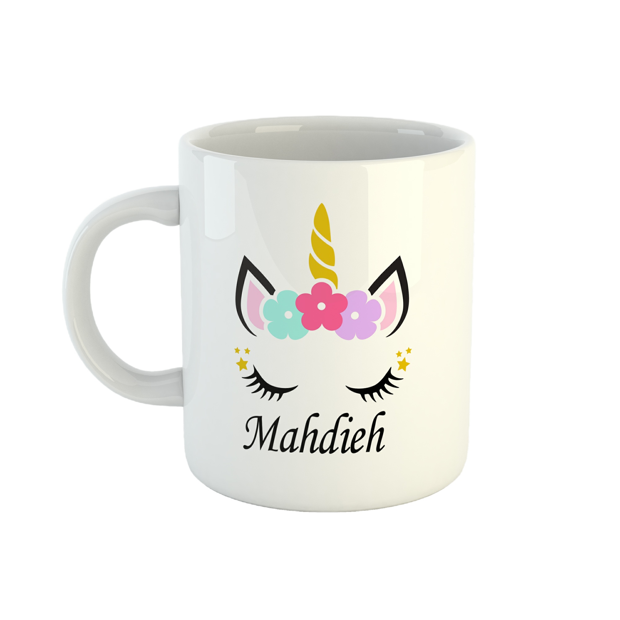 ماگ طرح اسم مهدیه مدل unicorn کد 77