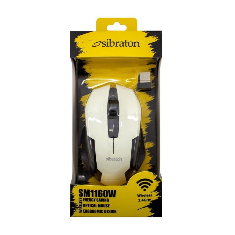 موس بی سیم سیبراتون مدل sm-1160 w مشکی به قیمت عمده  