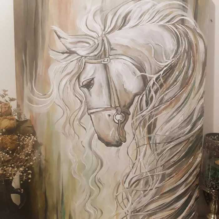 تابلو نقاشی رنگ اکریلیک طرح اسب روی بوم 5در 80