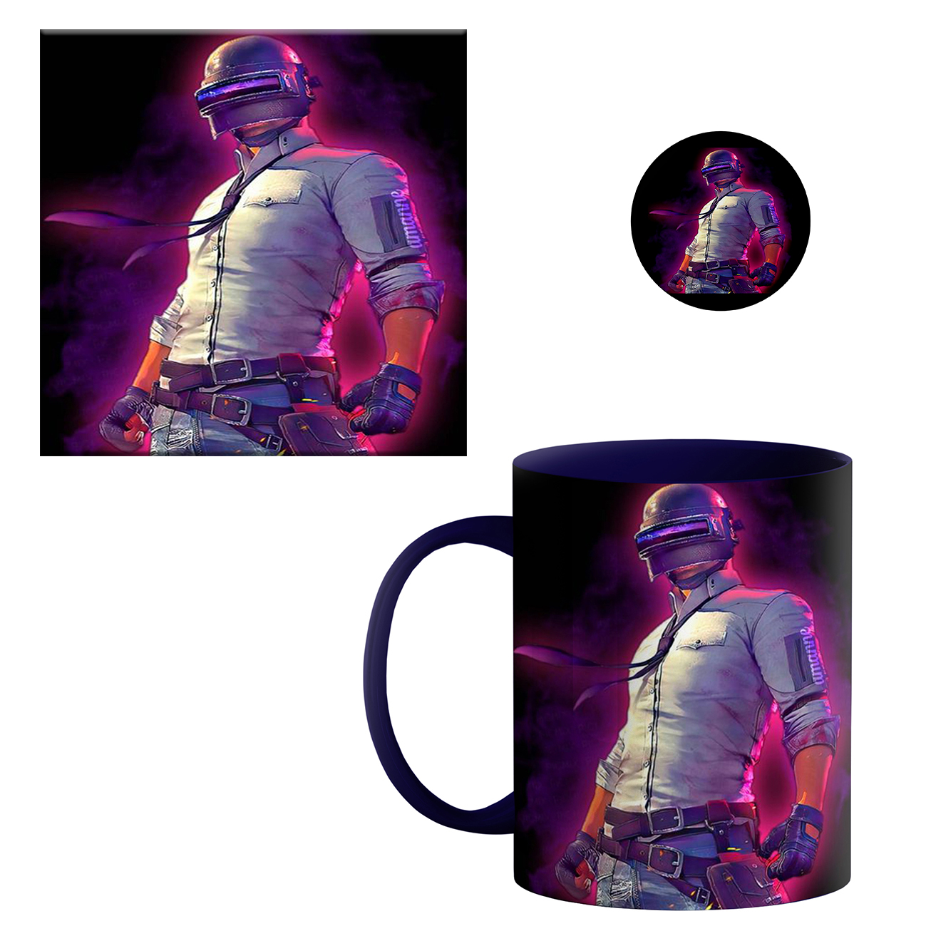 ماگ طرح پابجی کد 0040 به همراه زیر لیوانی و پیکسل