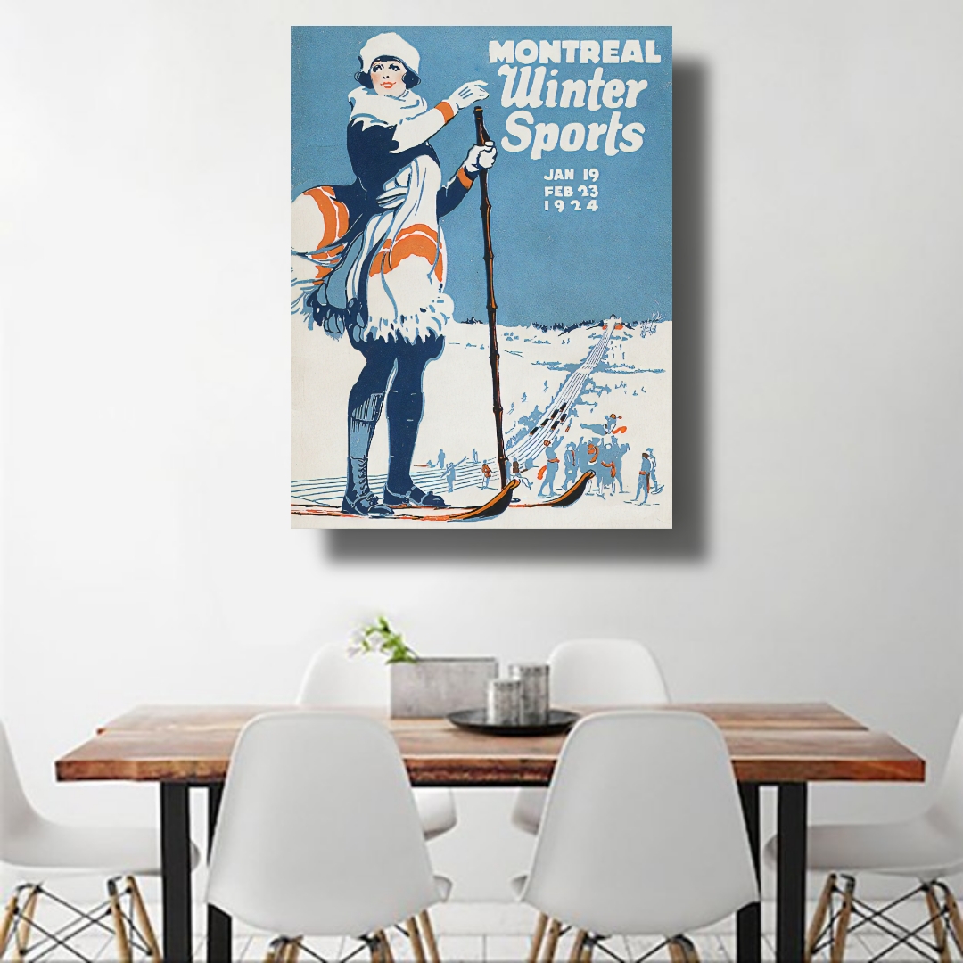 تابلو شاسی طرح نقاشی دختر اسکی باز مدل 1275