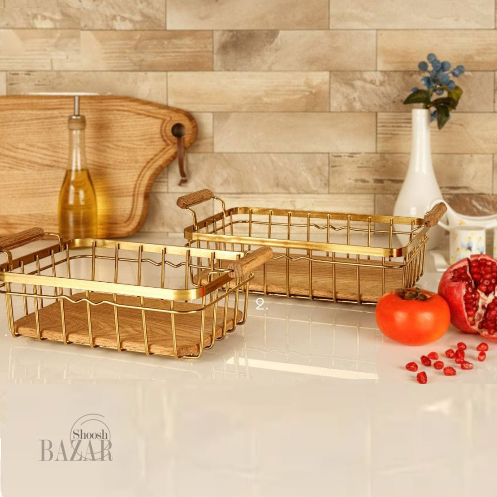 سبد فلزی مستطیل بی وی کی طرح کاریزما طلایی 411325 – 411330
