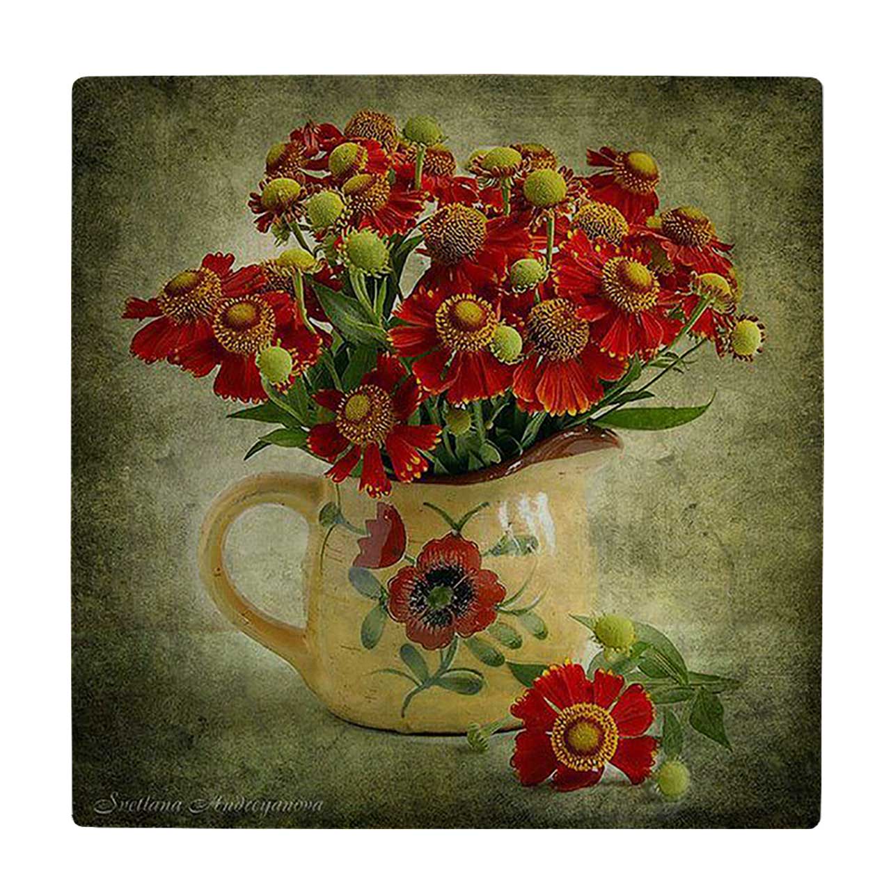  کاشی کارنیلا طرح نقاشی گلدان گل کد wkk637