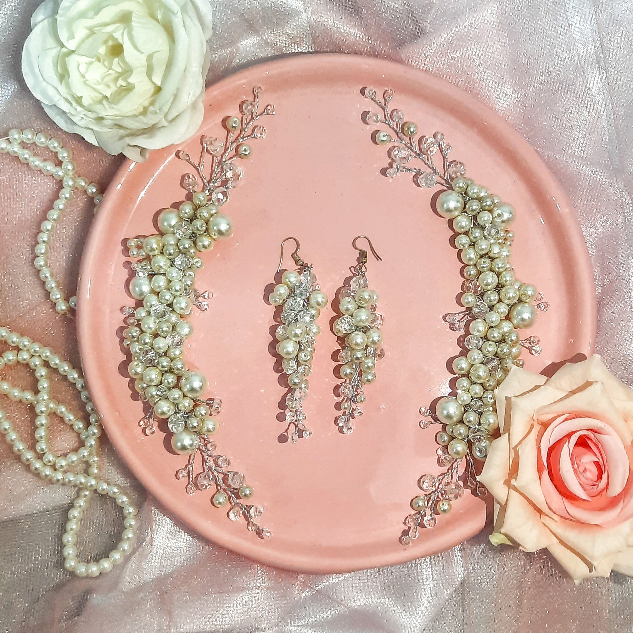 ریسه عروس دو طرفه + گوشواره مجلسی