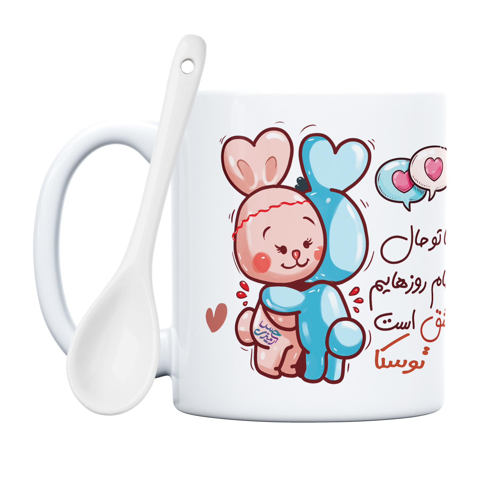 ماگ حس آمیزی طرح روز عشق خرگوشی مدل توسکا 