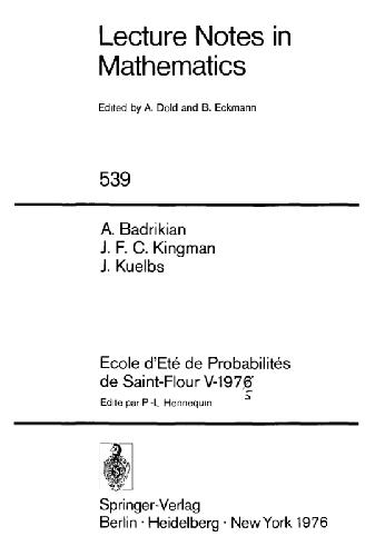 خرید و دانلود نسخه کامل کتاب Ecole D'Ete De Probabilites De Saint-Flour V, 1975