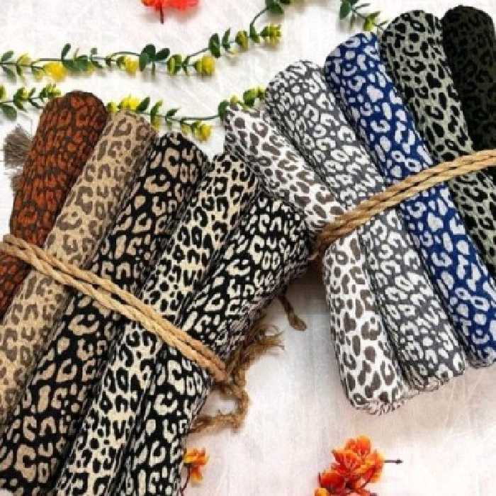 شال نخ پاییزه طرح پلنگی