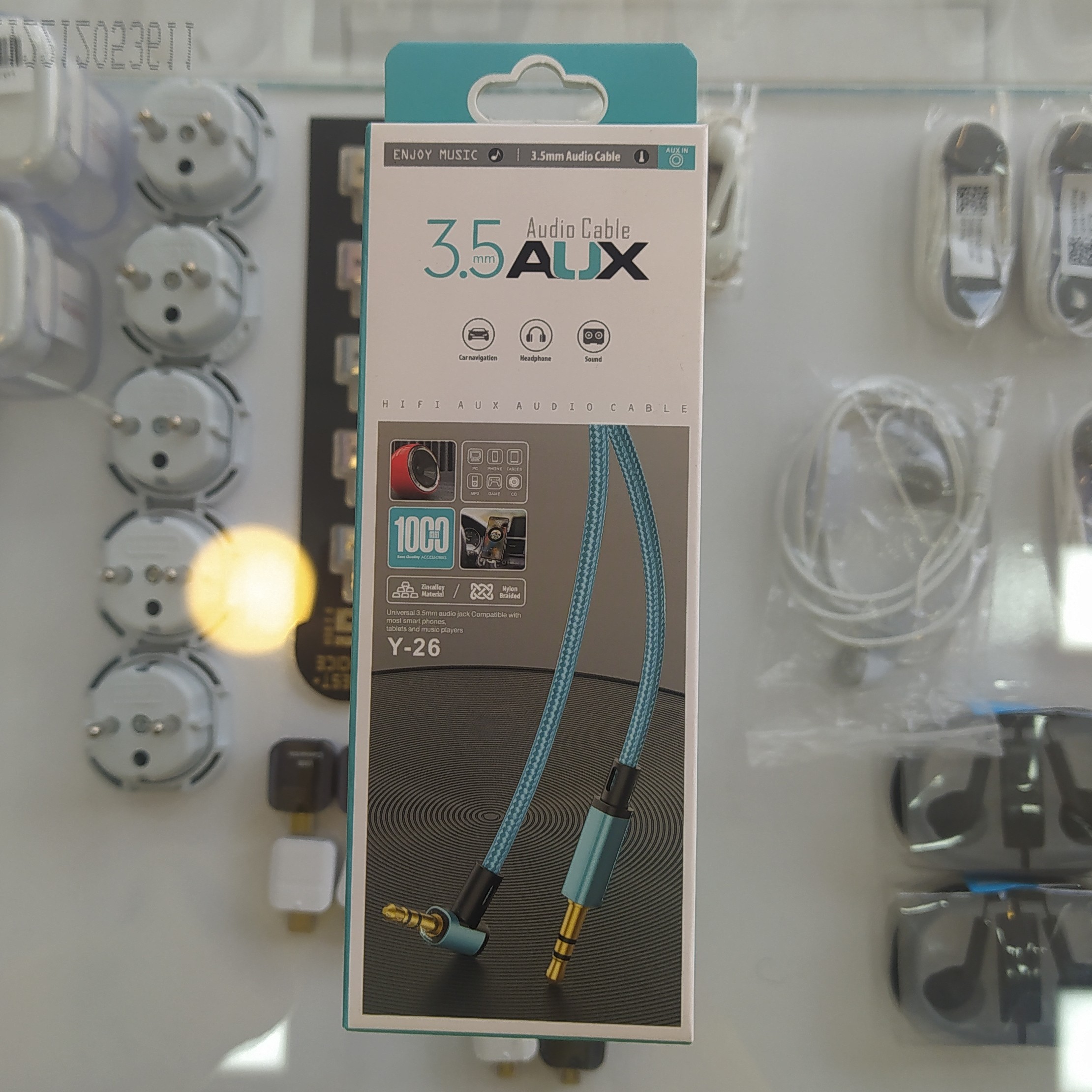 کابل AUX سر کج-مناسب برای ضبط ماشین و باند و...-رنگ بندی مختلف -