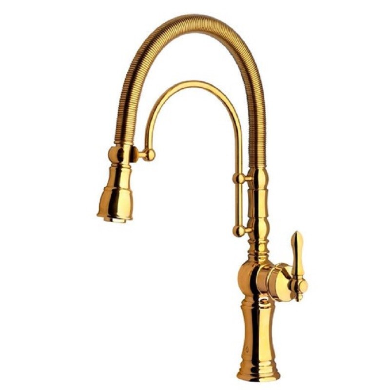  شیر ظرفشویی فنری تک کاره طلایی و طلایی مات(ارسال با تیپاکس و به صورت پس کرایه)