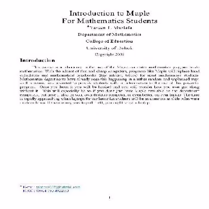 خرید و دانلود نسخه کامل کتاب Introduction to Maple For Mathematics Students