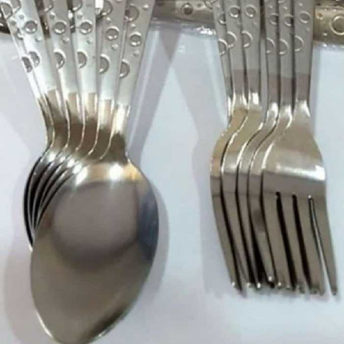 قاشق چنگال استیل طرح حبابی جنس ضخیم