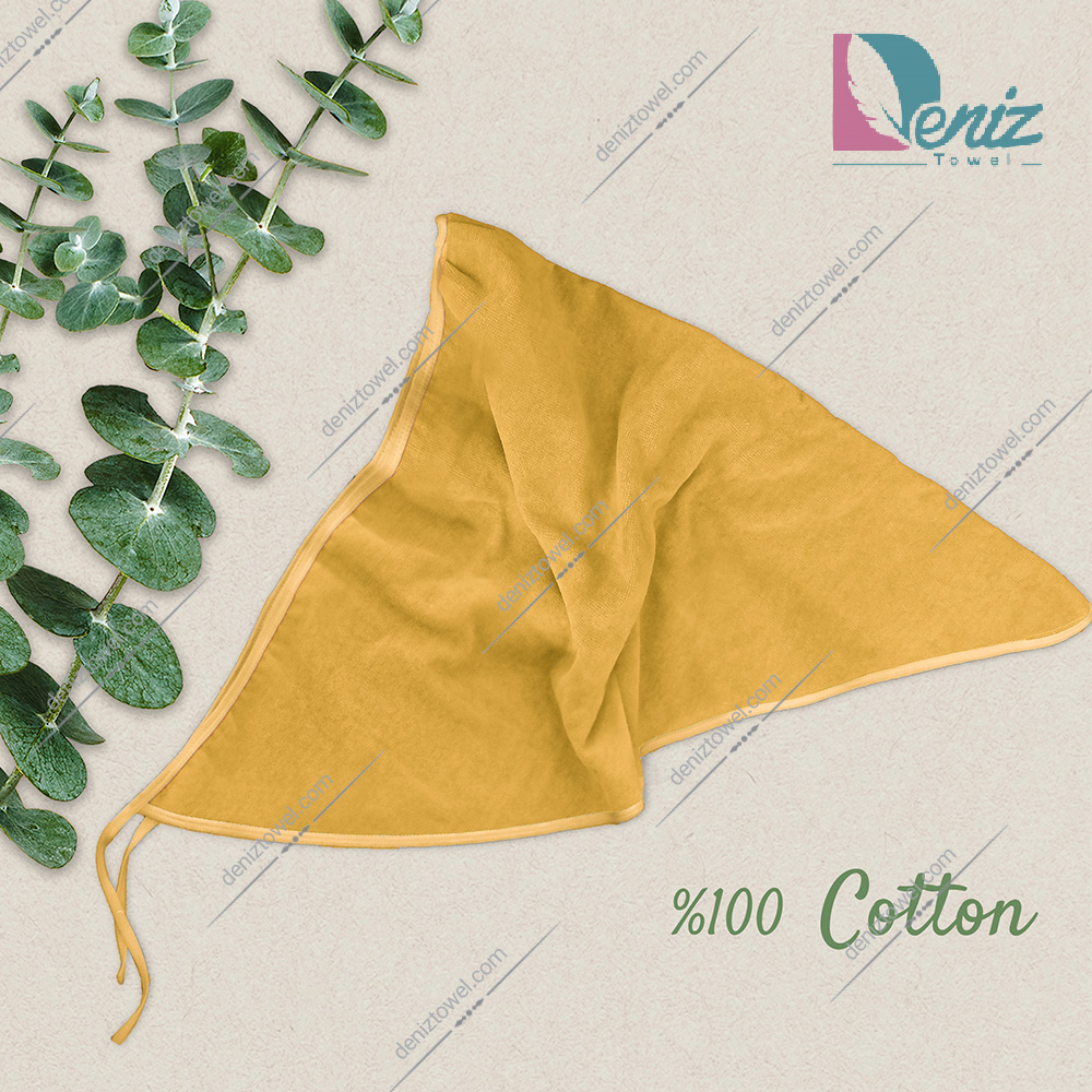 حوله سر طرح ساده مدل روسری رنگ خردلی