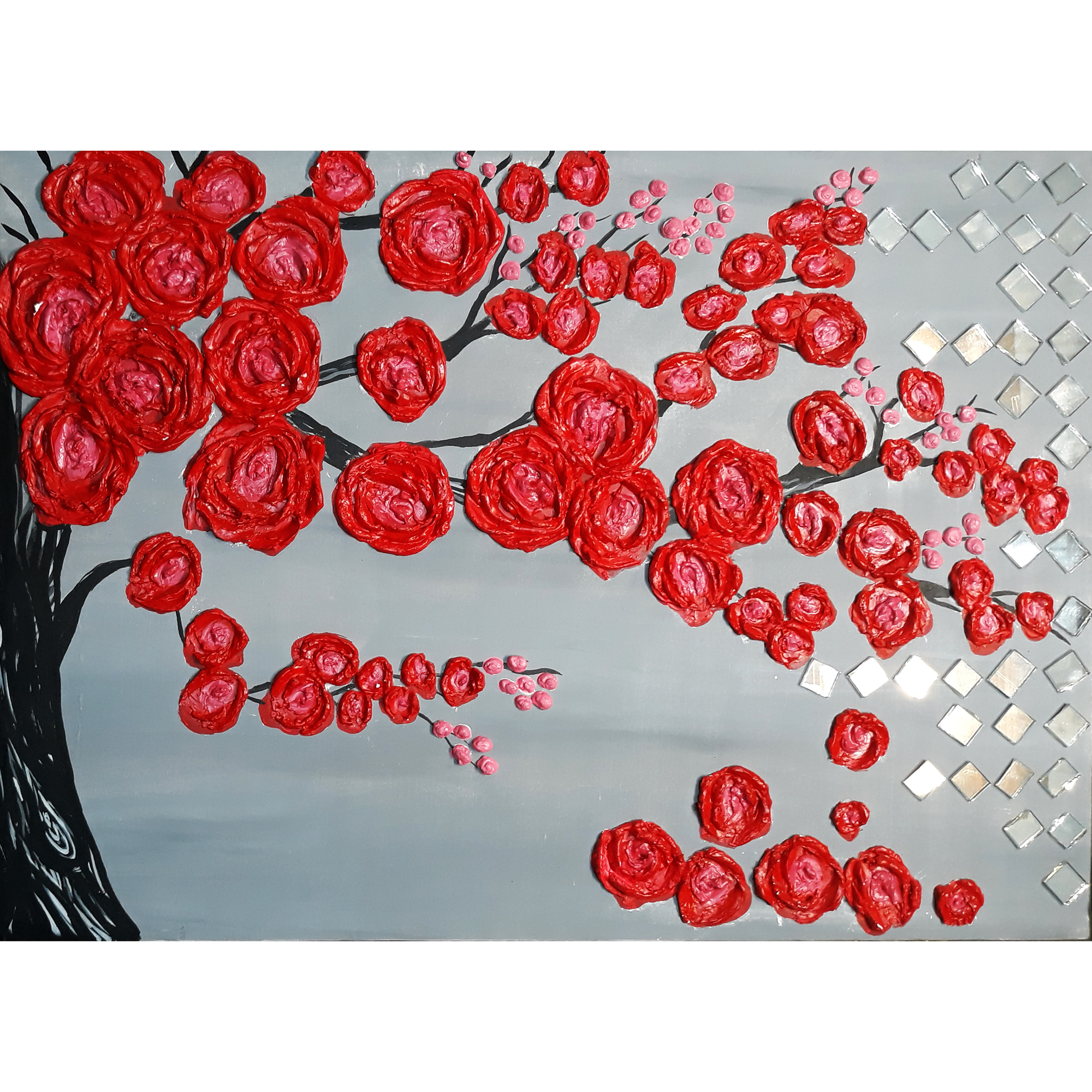 تابلو نقاشی طرح رُز قرمز برجسته کد 143