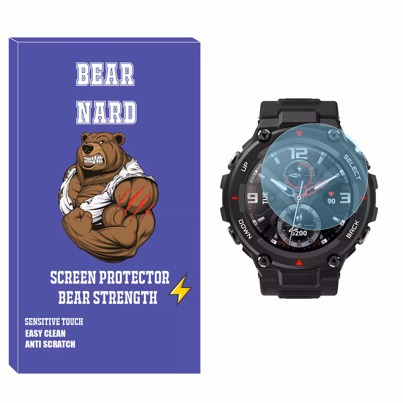 محافظ صفحه نمایش شیشه‌ای برنارد مدل SH-BR مناسب برای ساعت هوشمند امازفیت T-Rex