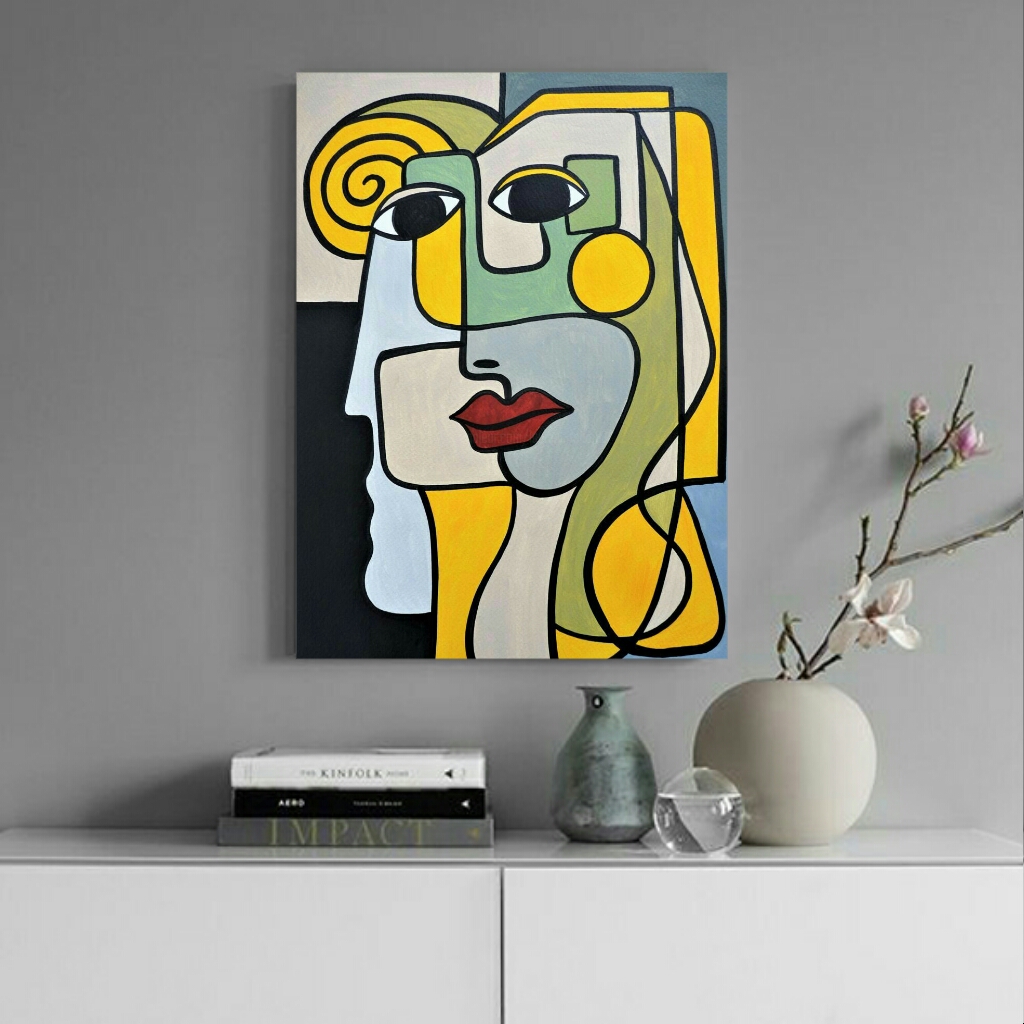 تابلو بوم طرح چهره مدل کوبیسم کد AR8570