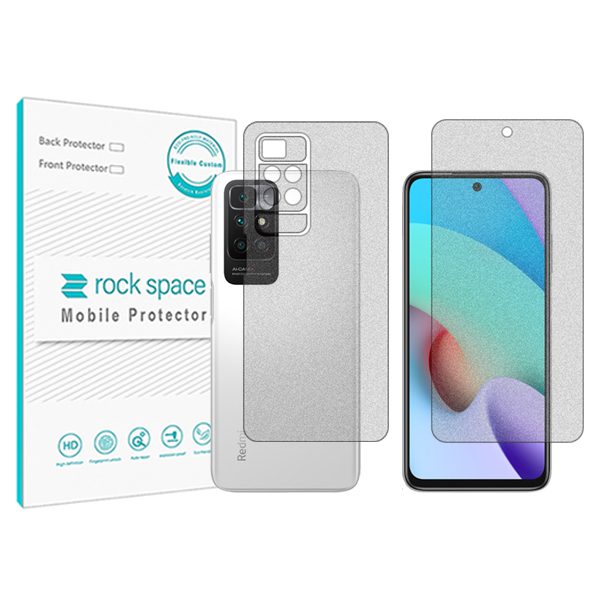 گلس صفحه نمایش و پشت گوشی شیائومی Redmi 10 2022 مدل نانو هیدروژل مات برند راک اسپیس کدSS