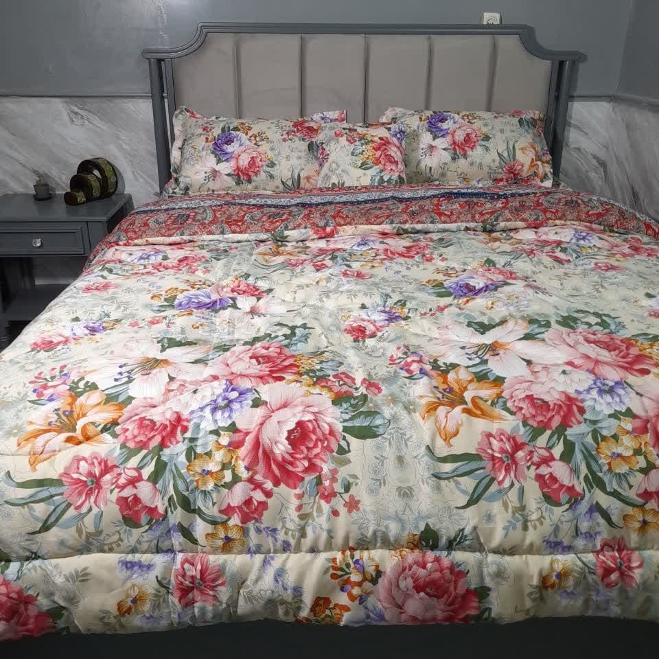 روتختی دونفره میکرو پنبه دو رو گلدار طرح جاجیم کد 430