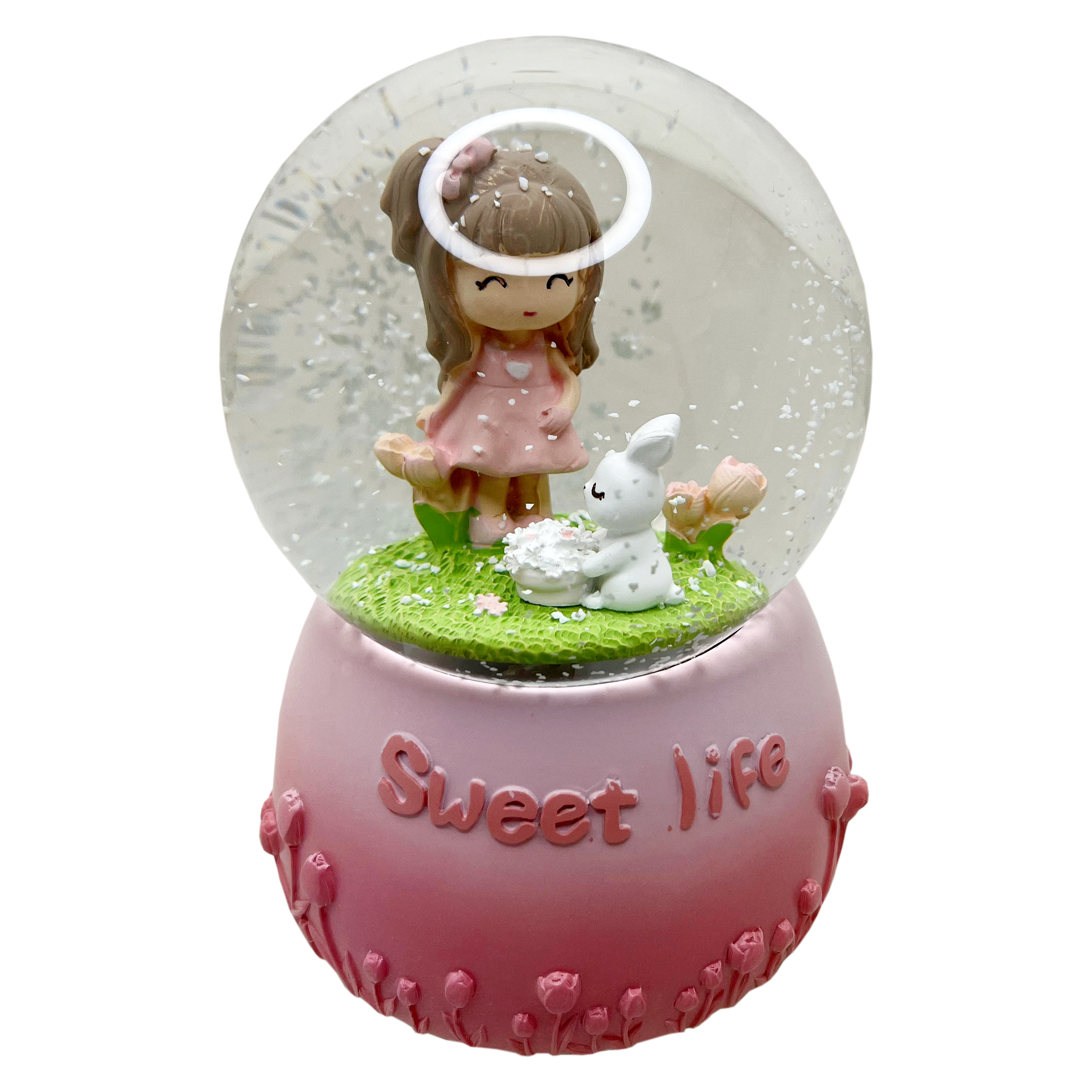 گوی موزیکال مدل پمپی Sweet Life طرح دختر مهربون و خرگوش کوچولو کد PB8