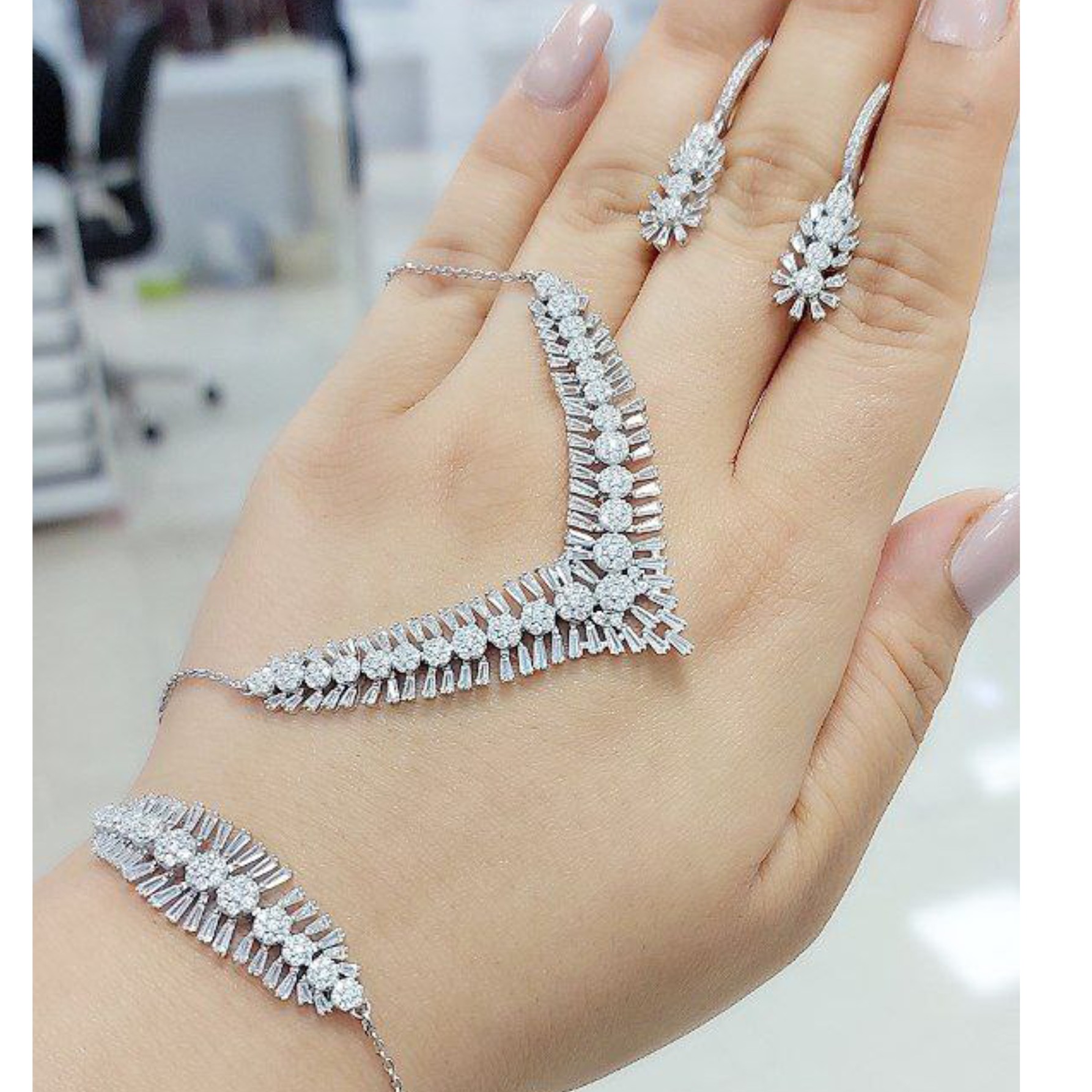 سرویس زنجیری نقره عیار 925 روکش طلا جواهری فاکتور معتبر شرکتGTA