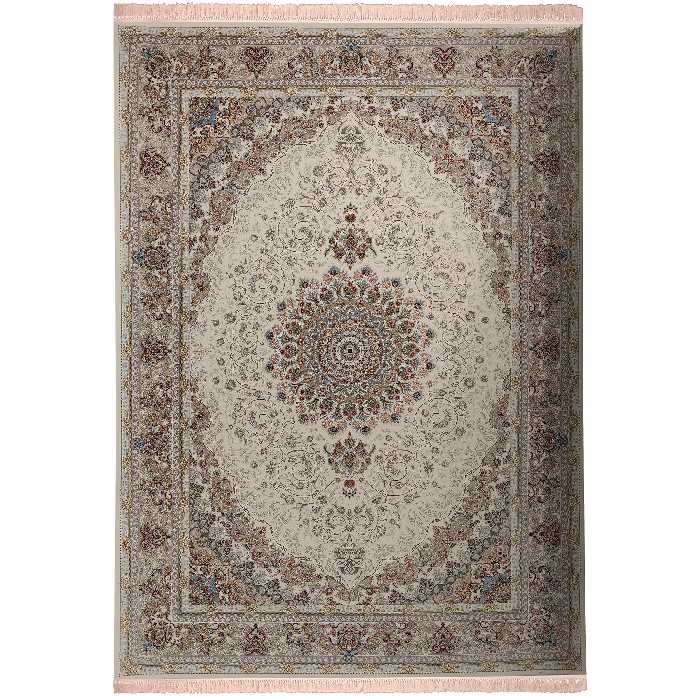 فرش ماشینی زمرد مشهد مدل 37002 زمینه کرم