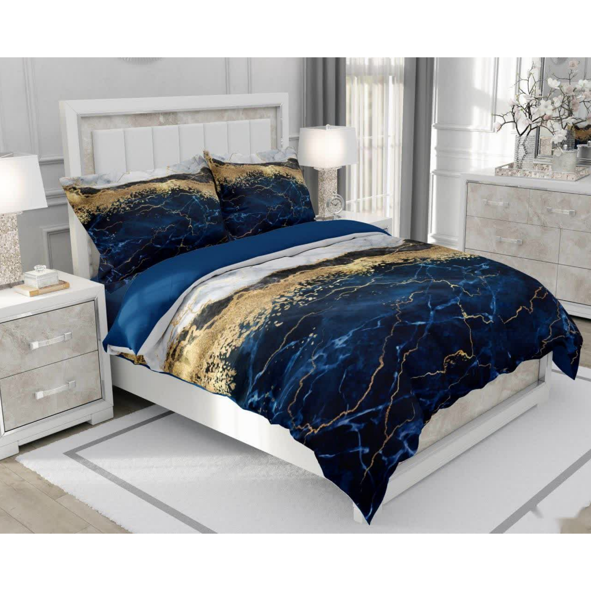 سرویس خواب طرح سنگی رنگ دونفره 6 تکه